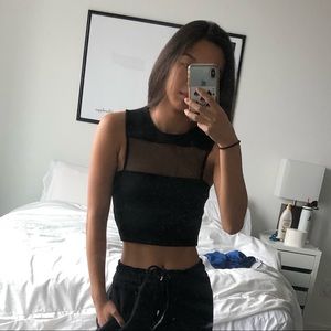 Mesh panel crop top
